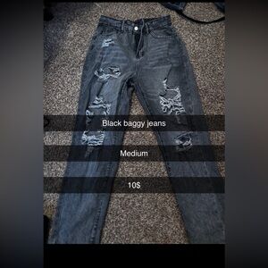 Black Baggy Ripped Jeans